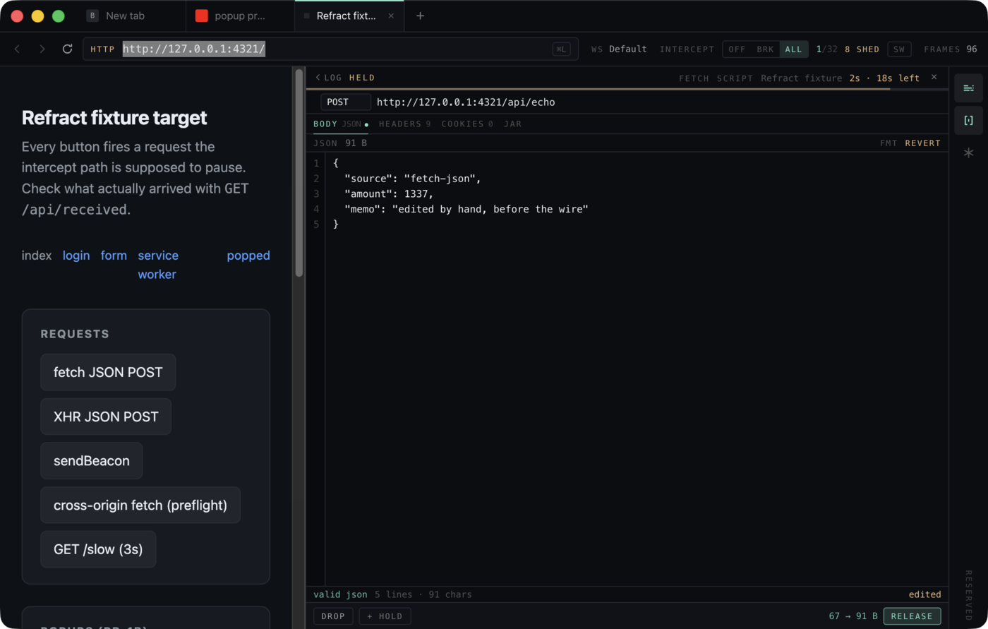 Actual Refract inspector holding a page-built POST request